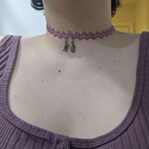 Purple "NO" choker necklace